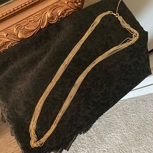 Long Gold Chain Necklace, Multiple Chains